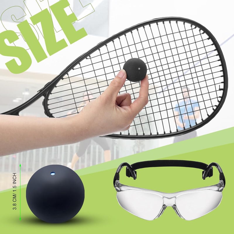 Seenelling 2 Pack Beginner Squash Racquet Set Includes 2 Racquets with Racket Bags, 2 Anti Fog Goggles with Cases, and 2 Blue Dot Squash Ball for Beginners, Training, and Recreational Play - Image 2